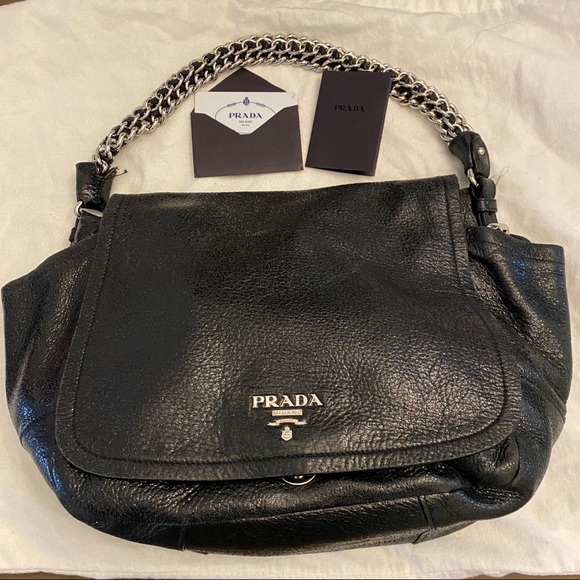 Prada Cervo Lux Chain Flap Shoulder Bag